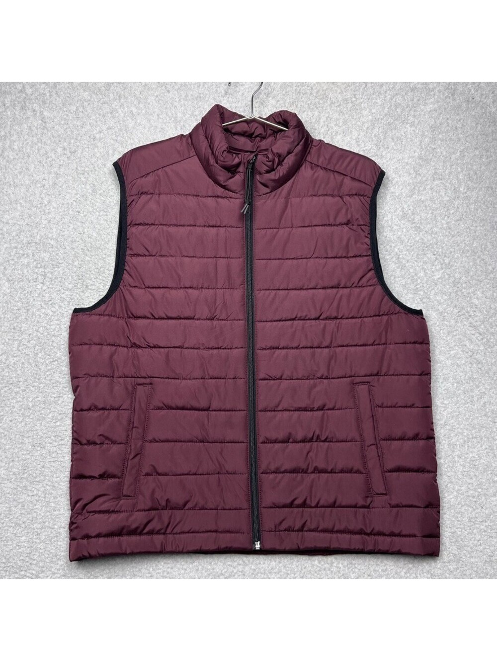 Aéropostale Remixed Down Puffer Vest Mens L Burgundy Recycled Quilted Gilet